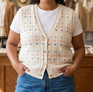 Northern Reflections Vest Button Confetti Knit Large Ptp 21-24 L 24.5
